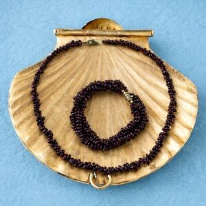 💎Vintage Garnet beaded necklace and bracelet set